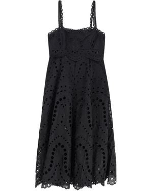 Charo Ruiz Glimmer Broderie-Anglaise Midi Dress - Black