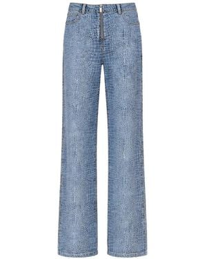 Self-Portrait Jeans mit Kroko-Muster - Blau