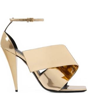 Givenchy Sliced Square Heeled Sandals - Metallic