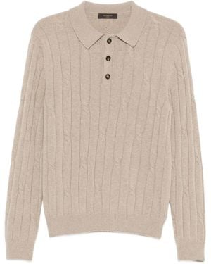 Zanone Cable-Knit Polo Shirt - White