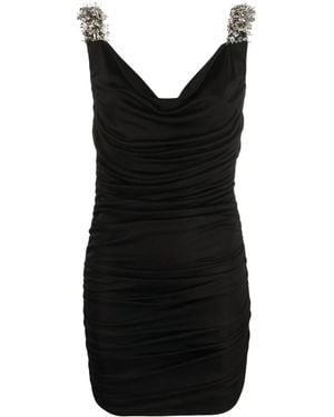Pinko Isola Embellished Gathered Mini Dress - Black