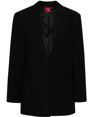 HUGO Logo-Appliqué Blazer - Black