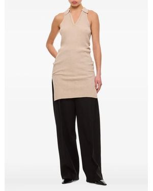 Quira Ribbed Side-Slit Tank Top - Natural