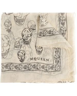 McQueen Skull-Print Scarf - Natural