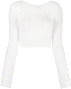 Ambush Cropped Long-Sleeve Jumper - White