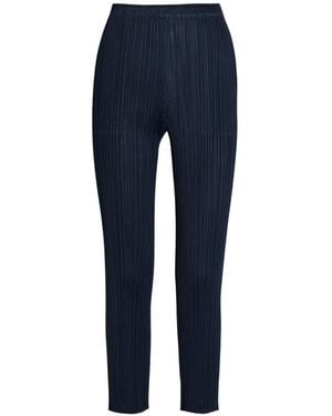 Issey Miyake Plissé-Effect Trousers - Blue