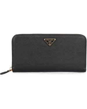 Prada Large Saffiano Leather Wallet - Black