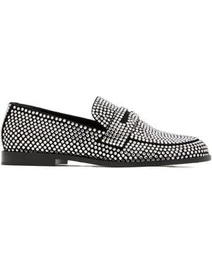 AMINA MUADDI Tilda Crystal-Embellished Loafers - Grey