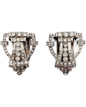 JENNIFER GIBSON JEWELLERY Vintage English Art Deco &Amp; Paste Dress Clip Pair 1930S - Metallic