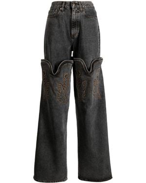 Y. Project Cowboy High Cuff Jeans - Black