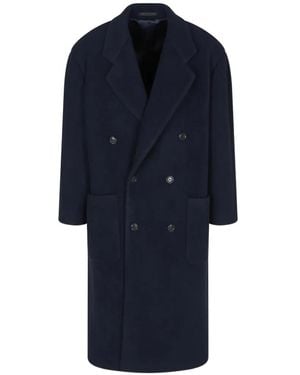Giorgio Armani Manteau À Boutonnière Croisée Marine - Blue