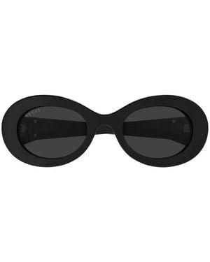Gucci Interlocking G Round-Frame Sunglasses - Black