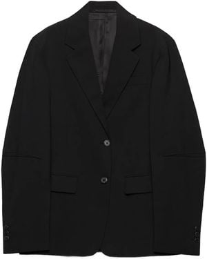 Prada ノッチドラペル ウールジャケット - ブラック