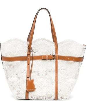 Ermanno Scervino Medium Belted Lace-Overlay Shoulder Bag - White