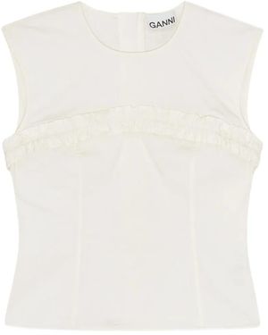 Ganni Ruffled-Detail Blouse - White