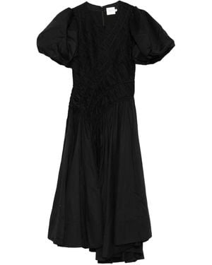 Aje. Puff-Sleeved Smocked Midi Dress - Black