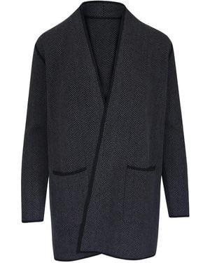 Kinross Cashmere Herringbone Pocket Coat - Blue