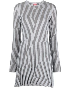 KENZO Geometric Knit Minidress - Grey