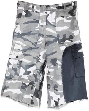 INNOCENCE NYC Camo Asymmetry Studs Shorts - Blue
