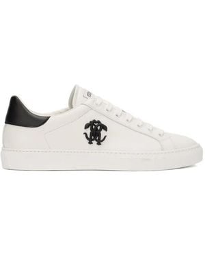 Roberto Cavalli Logo-Plaque Leather Low-Top Trainers - White