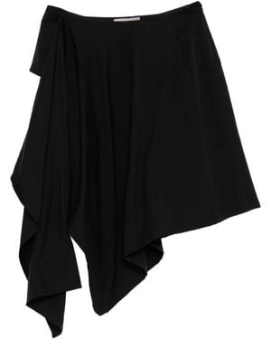 Yohji Yamamoto Gauze Herringbone Draped Skirt - Black