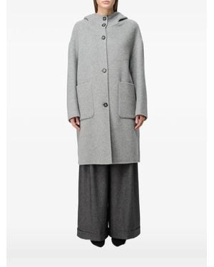 Hanita Hooded Single-Breasted Coat - Gray