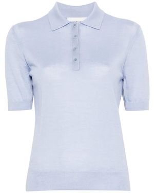 Bompard Buttoned Short-Sleeve Polo Top - Blue