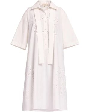 Elie Saab Monogram Embroidered Shirt Dress - White