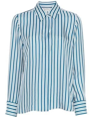 Max Mara Stripe-Print Silk Shirt - Blue