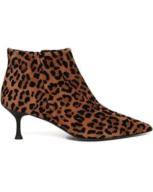Giuliano Galiano Animal-Print Heeled Boots - Brown