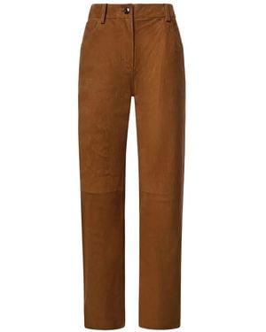 Magda Butrym Corduroy-Effect Leather Trousers - Brown