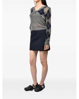 ShuShu/Tong Bow-Detail Mini Skirt - Blue