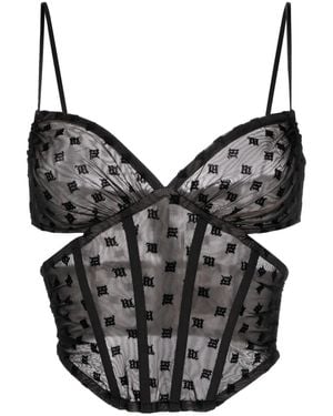 MISBHV Mesh Monogram Corset Top - Black