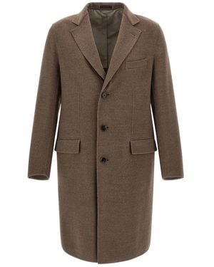 Brioni Three-Button Peak-Lapel Coat - Brown