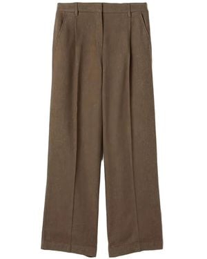James Perse Pantalones Anchos De Sarga Con Pinzas - Marrón
