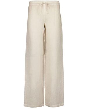 120% Lino Drawstring Linen Trousers - Natural