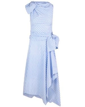 Monse Bow-Drape Shirting Asymmetric Dress - White