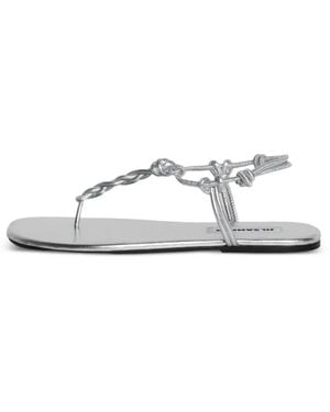 Jil Sander Flache Sandalen Mit Knoten - Weiß