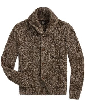 RRL Cable-Knit Cardigan - Brown