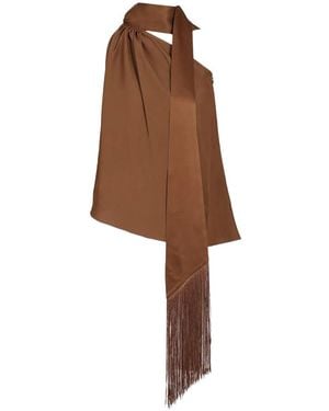 Taller Marmo Fringe-Trim Astor Blouse - Brown