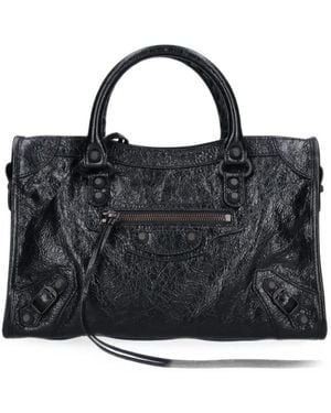 Balenciaga Small 2000's Le City Lamb Skin Shoulder Bag - Black