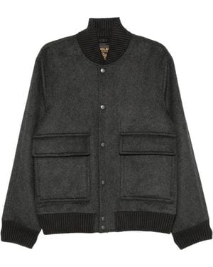 Woolrich Ribbed-Knit Panelled Bomber Jacket - Black