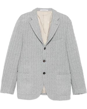 Eleventy Cable-Knit Button-Fastening Blazer - Grey