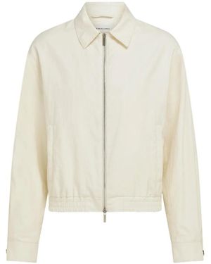 Ferragamo Shirt Collar Zipped Linen Jacket - White