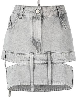 The Attico Cropped Denim Mini Skirt - Grey