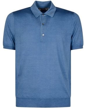 Canali Fine-Knit Polo Shirt - Blue