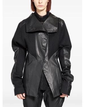 Yehuafan Asymmetric Leather Jacket - Black