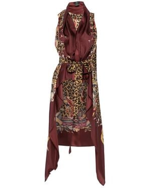 Etro Leopard-Print Asymmetric Gilet - Brown