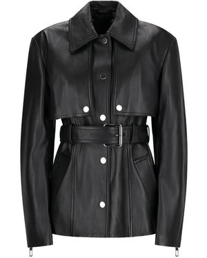 Max Mara Leather Belted Jacket - Black