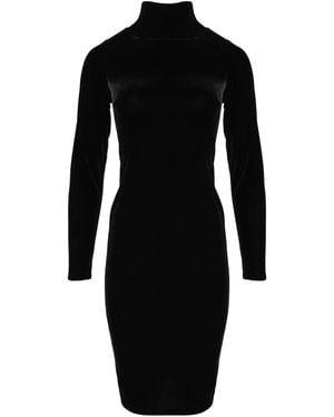 Amir Slama High-Neck Velvet Dress - Black